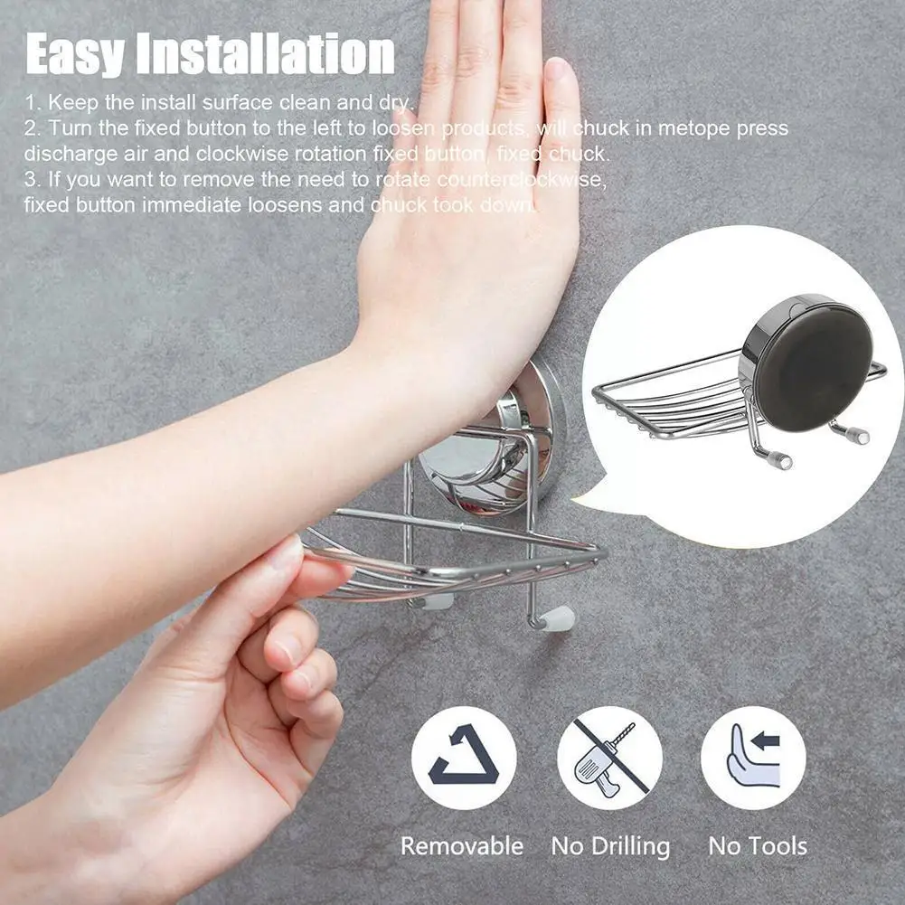 

Silver Bathroom Vacuum Suction Cup Soap Holder Cup Soap Bathroom Shower Box Storage Dish Accessories Tray Saver L9l1