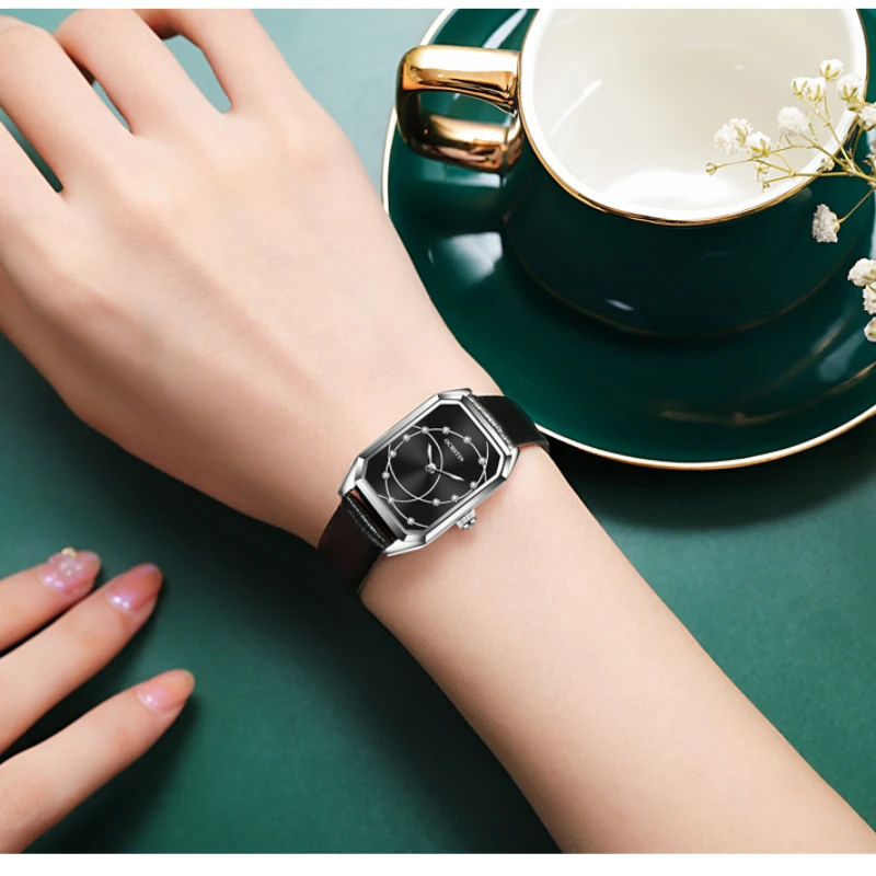 OCHSTIN light luxury women's watch Parangon series simple ladies wristwatch retro square green dial waterproof leather watches