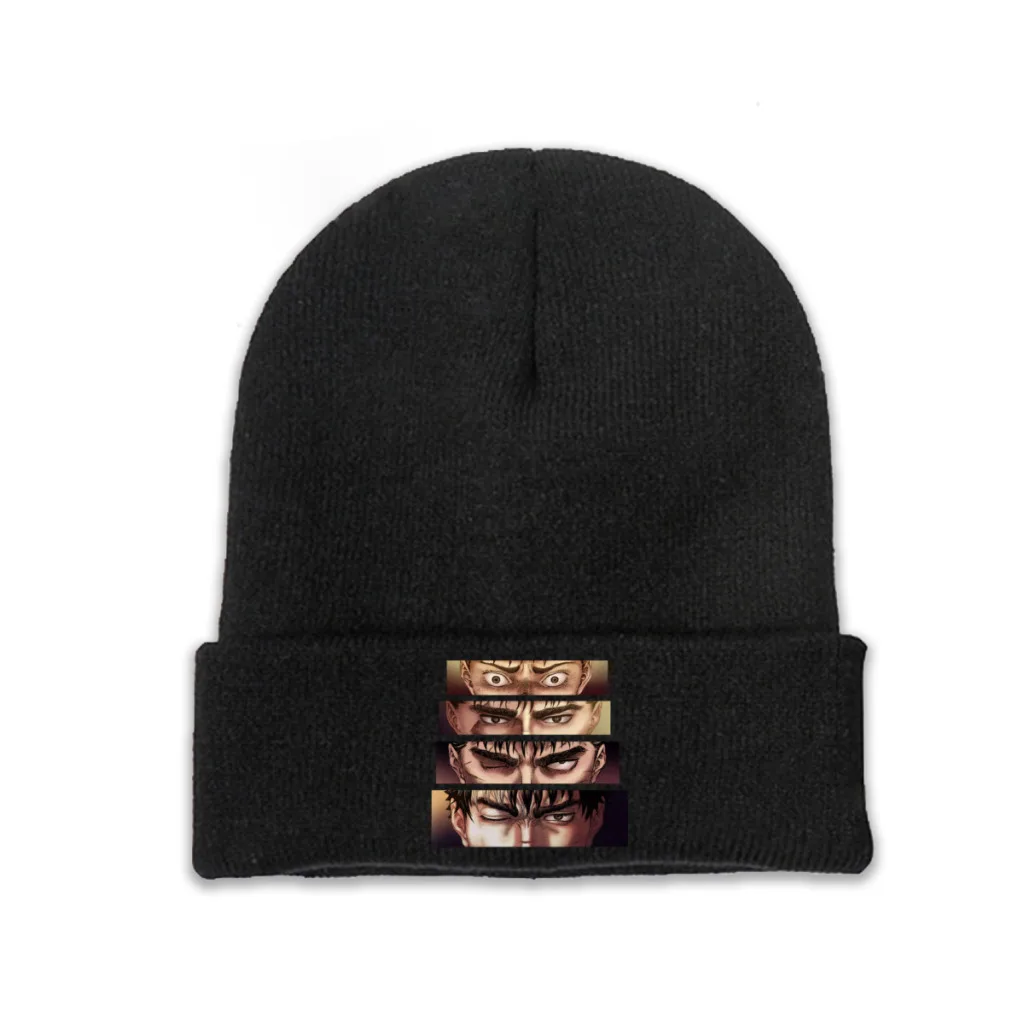 

Eyes Skullies Beanie BERSERK Manga Series Knitted Bonnet Teens Warm Caps Outdoor Fashion Brimless Elastic Hats