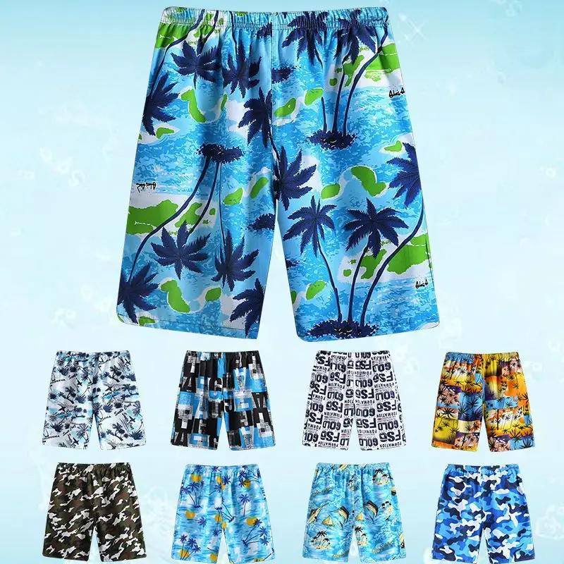 Swim Shorts Plus Size Swimsuit For Men Flower Printed Beach Shorts Quick-drying Shorts gym Pants Swimming Surfing