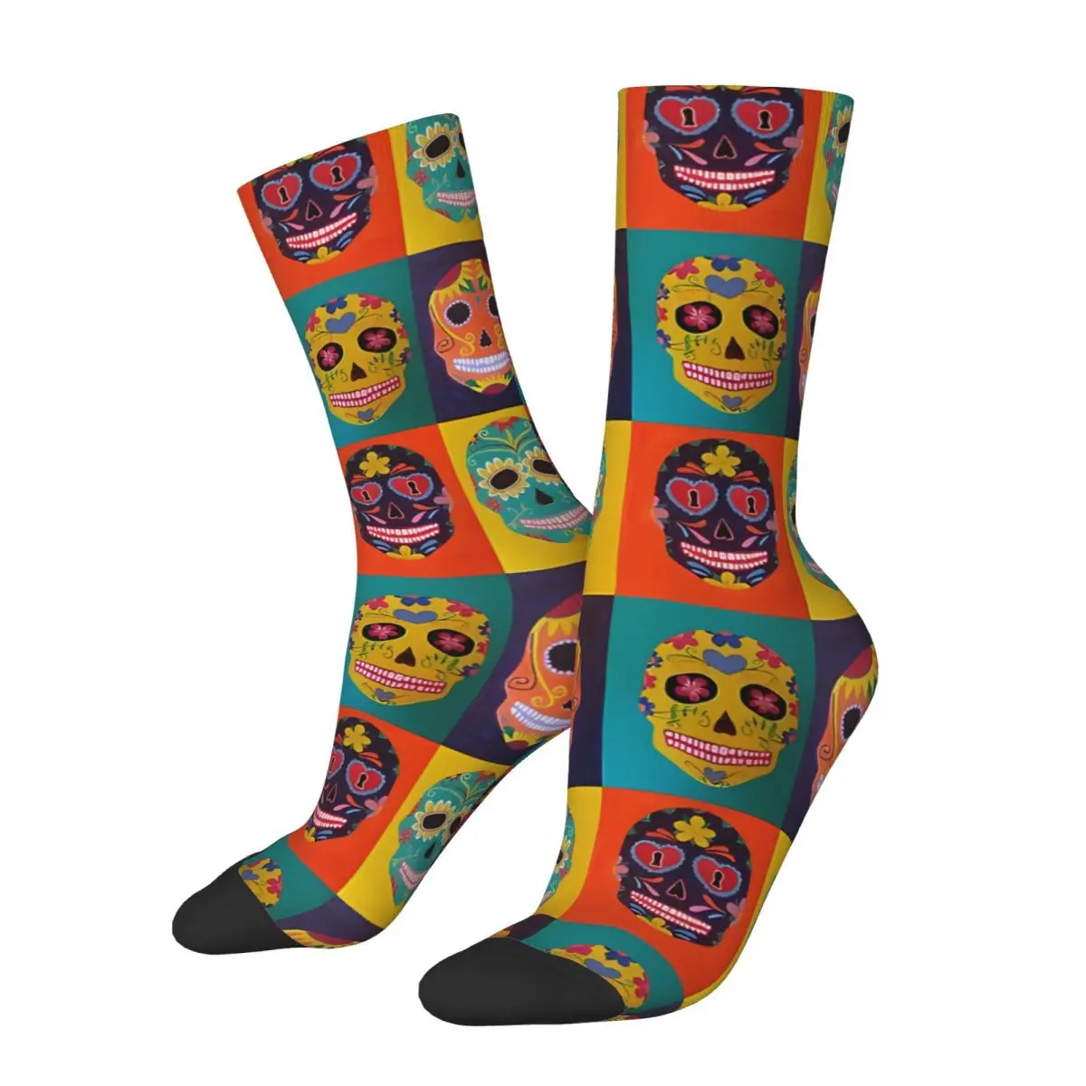 

Pop Art Funny Men's Socks Retro Day Of The Dead Mexico Skull Hip Hop Seamless Crew Sock Gift Pattern Printed