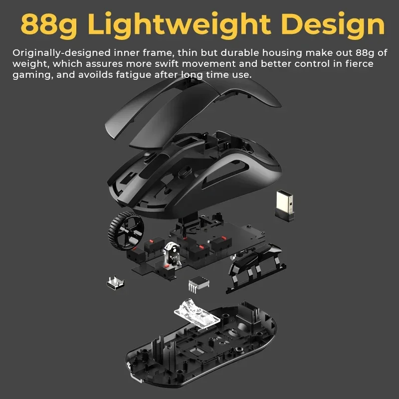 Беспроводная геймерская мышь DAREU A950, трехрежимная проводная игровая мышь Bluetooth 2,4G RGB AIM-WL 12000 точек на дюйм, 1 кГц с зарядной док-станцией (art.: 3920ccc90ddc3) - 3920ccc90ddc3