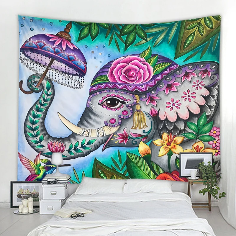 

Домашний декор, гобелен для комнаты, милый декоративный гобелен с мандалой, слоном, декоративный гобелен, подвесной гобелен с мандалой в бог...