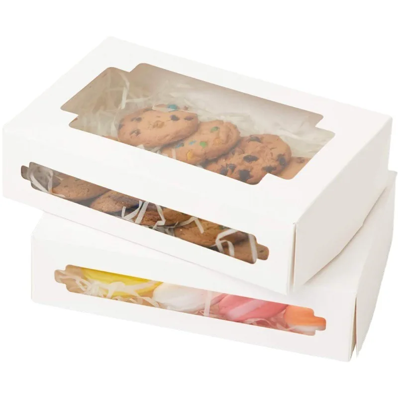 

10 pcs Kraft Paper Baking Dessert Cake Box Black White Macarons Packaging