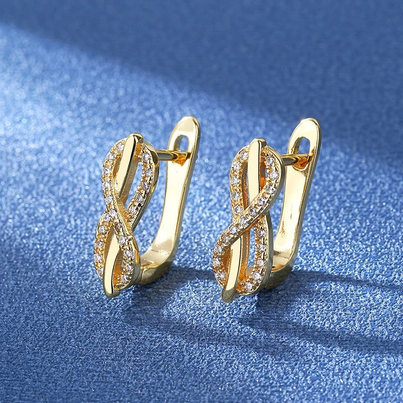 

High Quality Cubic Zirconia Women U-shaped Earrings Stylish Girl Accessories Party Daily Wearable Fashion Jewelry Drop Ship