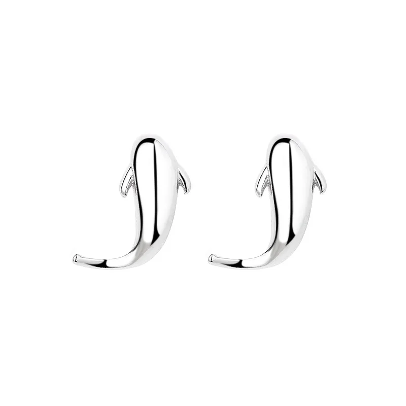 Женские серьги-гвоздики в виде дельфина серебро 925 пробы