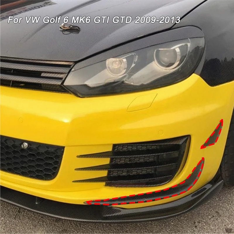 

Gloss Black 4pcs For VW Golf 6 MK6 GTI GTD Front Bumper Canards Flare Fin Spoiler Splitter Apron 2009-2013 ABS