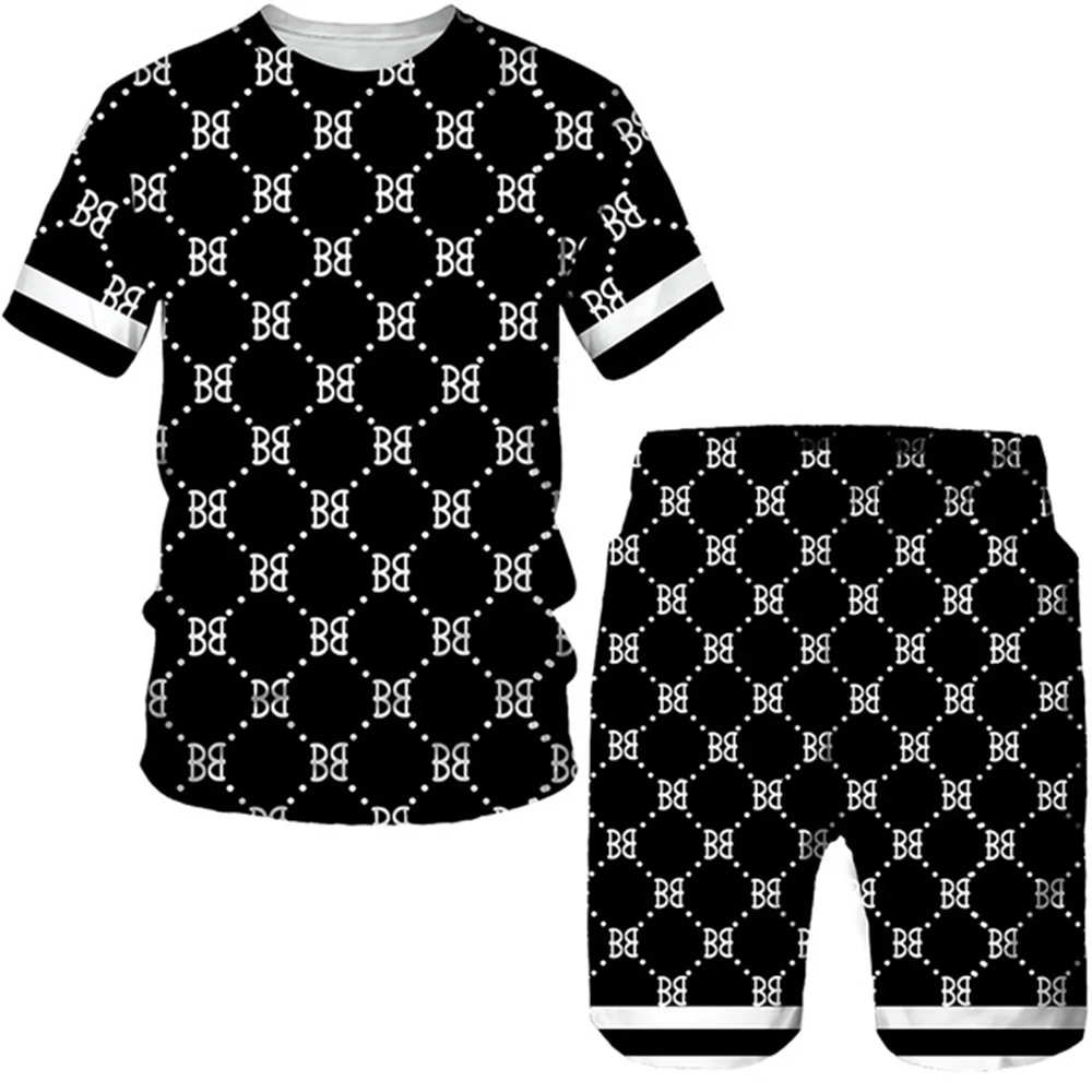 Men's Sports 3D Printing Suit Retro Auspicious Print Summer Casual Street Breathable Personality Oversized Size Men's Clothing