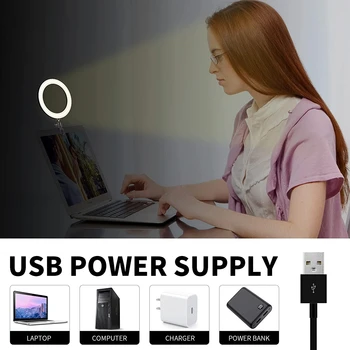 Ring Light LED Lamp Lighting With Clip On Laptop Computer For Video Conference Zoom Webcam Chat Live Streaming Youtube 6