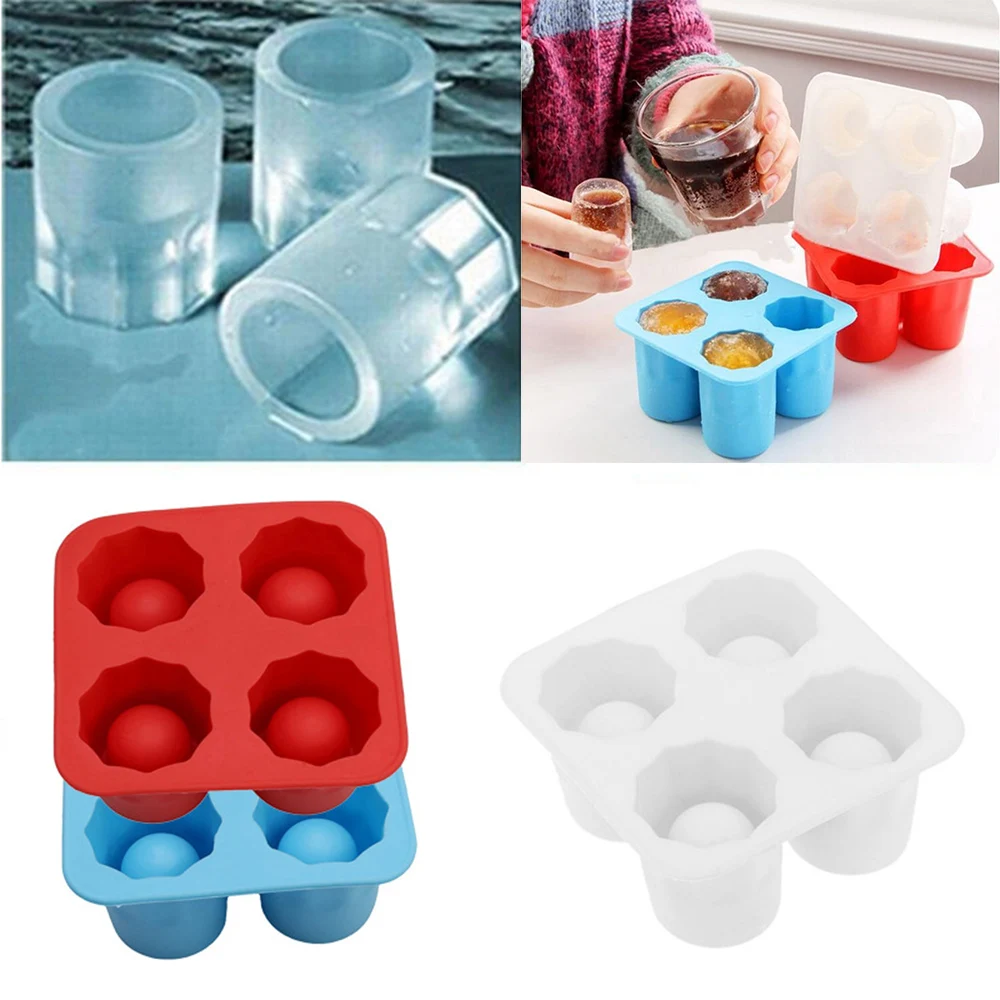 

4 Cup Shape Silicone Ice Cube Mold Ice Mould Ice Cube Tray Summer Bar Party Beer Ice Cocktail Cold Drinking Supplies