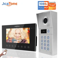 Jeatone WiFi 1080P Intercom With Camera Entrance Gate Coder Passcode & ID Card Unlock Motion Detection Fish Eye Hebrew Video Eye