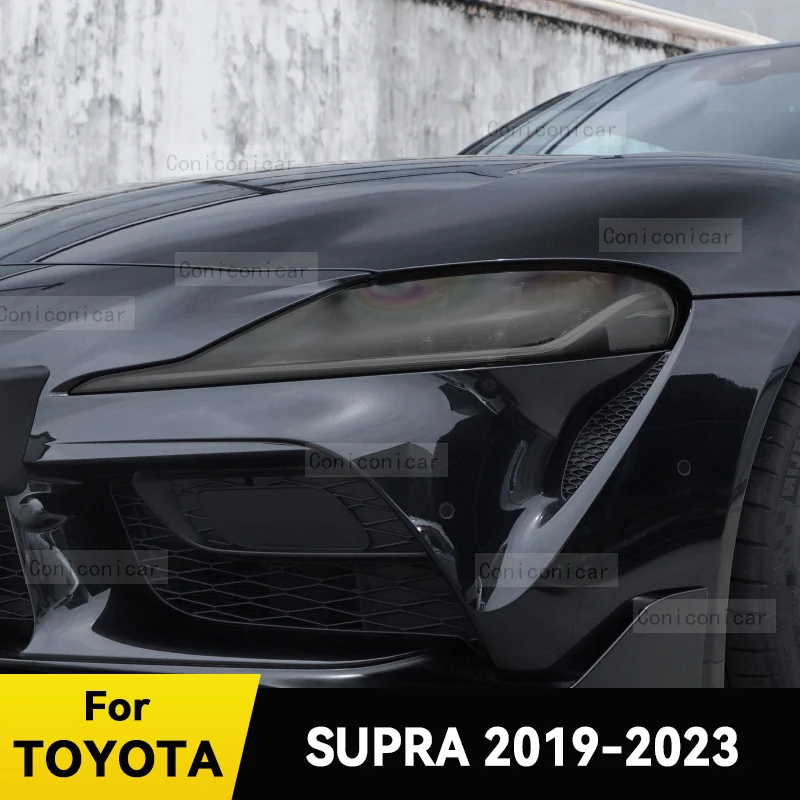

For TOYOTA SUPRA 2019-2023 2022 Car Headlight Black TPU Protective Film Front Light Tint Change Color Sticker Accessories