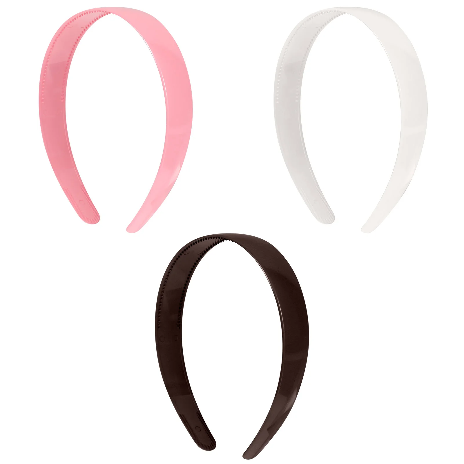 

3pcs Assorted Color Wide Plastic Headbands Teeth Plain Hairband for Women Girls