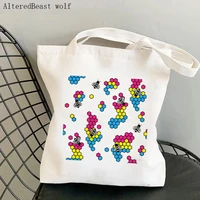 womens shoulder bag non binary pride bees canvas bag harajuku shopping canvas shopper bag girl handbag tote shoulder lady bag