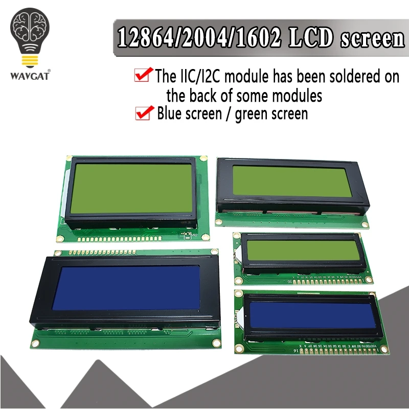 

LCD1602 LCD 1602 2004 12864 module Blue Green screen 16x2 20X4 Character LCD Display Module HD44780 Controller blue black light