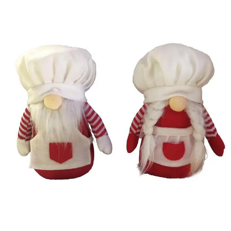 

Рождественские украшения для кухни, шеф-повара, гном, плюшевый ручной работы, эльф, украшение, карликовый шеф-повар, безликовая кукла, шапка шеф-повара, безликовая карликовая