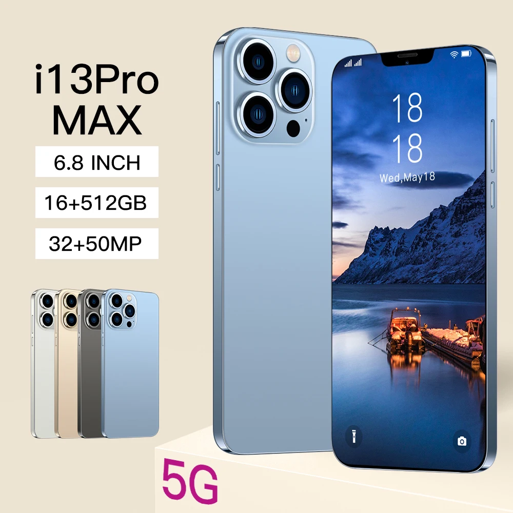 

Global Version i13 Pro max 6.8 Inch 6800mAh Smartphone 5G Android 11 16GB 512GB Celular 10 Core Cellphone Mobile Phone Unlock 4G