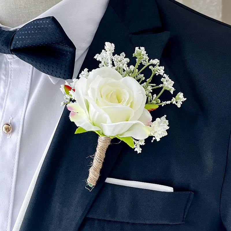 Бутоньерка свадебные бутоны цветы искусственные розы корсажный браслет для