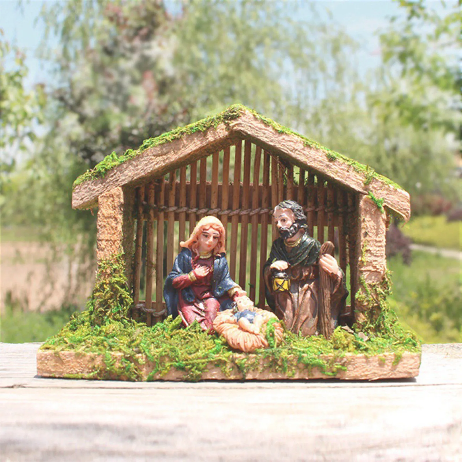 

2022 NEW Christ Birth Of Jesus Ornament Gifts Nativity Scene Crafts Resin Manger Decoration Piece Figurine