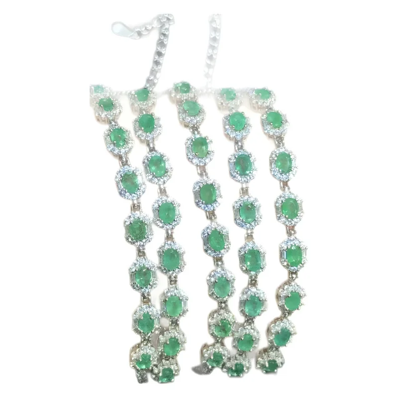 Натуральный Изумрудный браслет 925 серебряного цвета основной камень 3*4 м