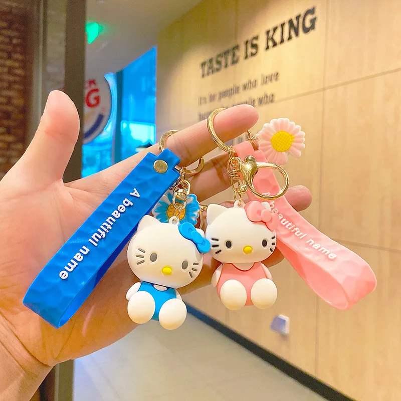 

Kawaii Anime Sanrio Hello Kitty Cartoon Couple Bag Ornament Keychain Pendant Toy Lovely Cute Doll Keyring Birthday Kids Gift