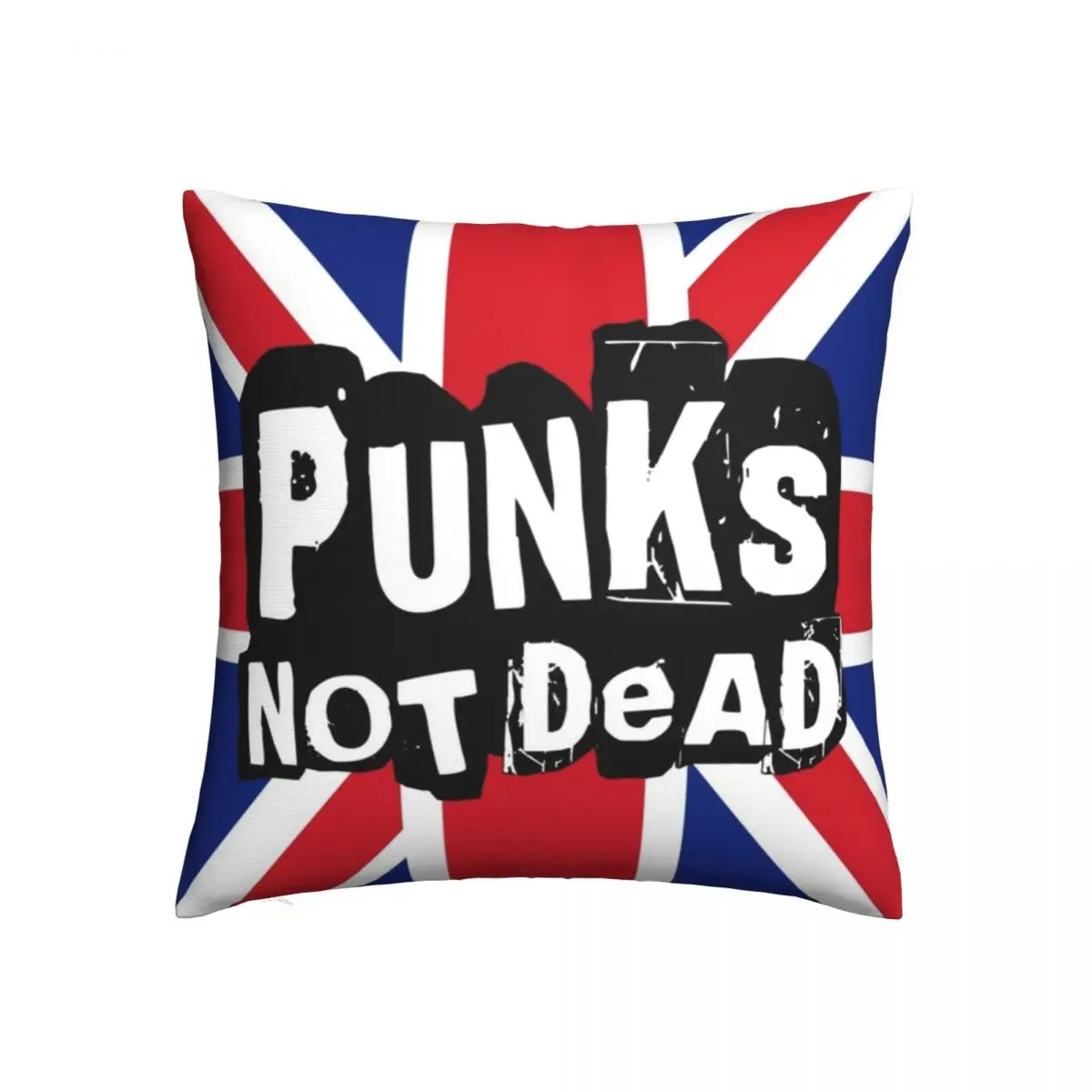 

UK Flag Punks Not Dead Pillow Case Music Decorative Polyester Pillowcase Bed Zipper Two Side Printing Pillowcase 45X45CM