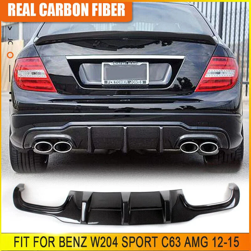 

For Benz W204 Sport C63 AMG 12-15 Carbon Fiber Rear Bumper Diffuser Lip Spoiler