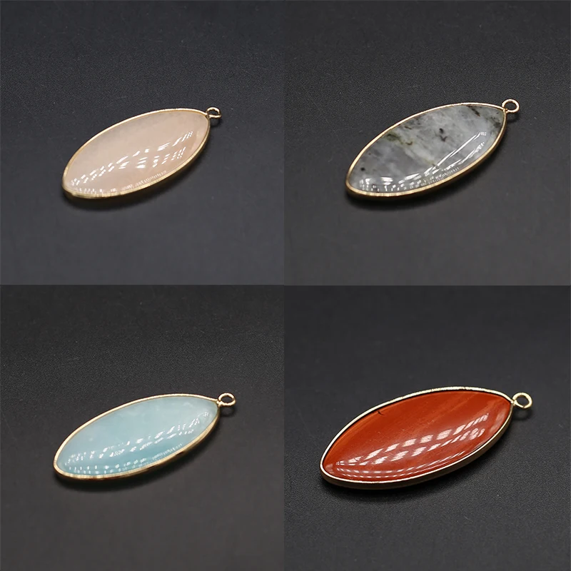 

Natural Stone Pendants Gold plated Amazonites Flash Labradorites for Women Jewelry Making Diy Fashion Necklace Earring Crafts