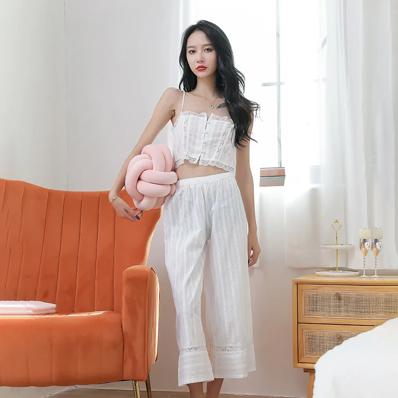 New style pajamas women's suspenders trousers two-piece wholesale woman pijama set pijamad de mujer