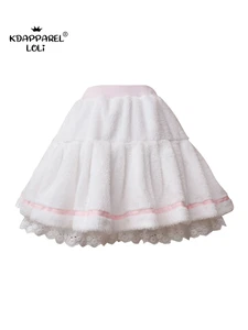 Женский зимний теплый флисовый мини плиссированный штаны юбка для девочек милая Лолита юбка с поясом белый милый костюм для женщин и преппи