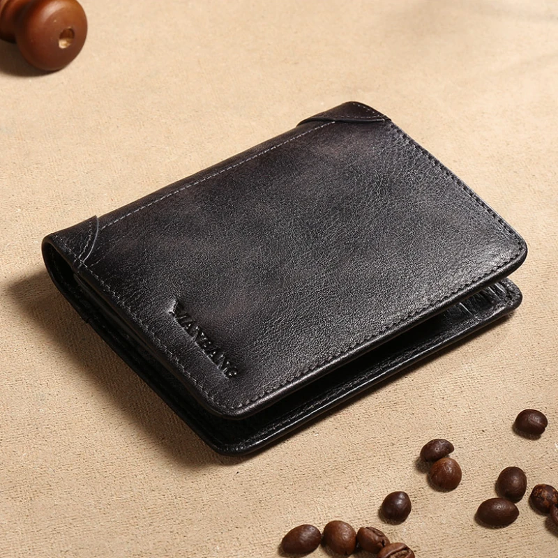 Male Genuine Leather Wallets Men Wallet Credit Business Card Holders Vintage Brown Leather Wallet Purses High Quality Purse
