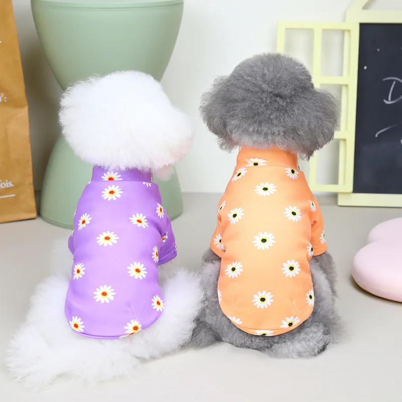 Pet Dog Spring and Autumn Chrysanthemum Down Sweater Undercoat Cat Small Dog Clothes