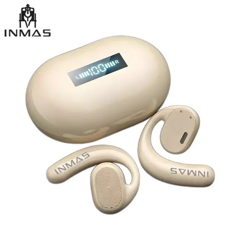 

NEW2023 INMAS Air Conduction Bluetooth Earphones Sport Waterproof Led Display Wireless Headphones HiFi Stereo Earbuds Headsets w