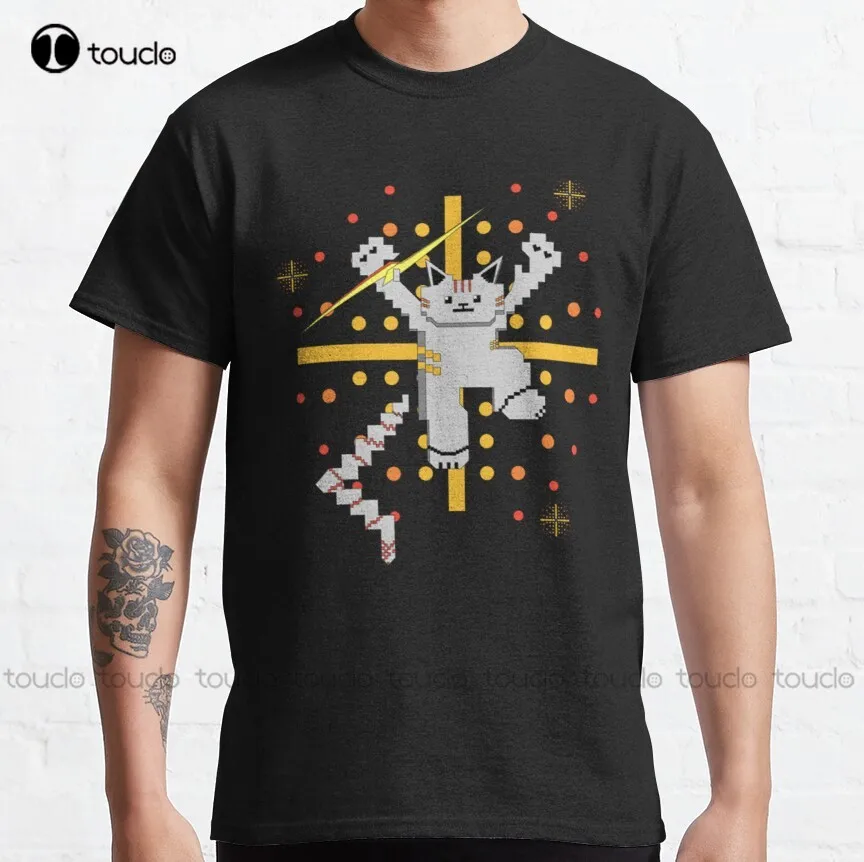

Cat Lightning Retro Gaming Classic T-Shirt Goth Shirt Custom Aldult Teen Unisex Digital Printing Tee Shirts Xs-5Xl Custom Gift