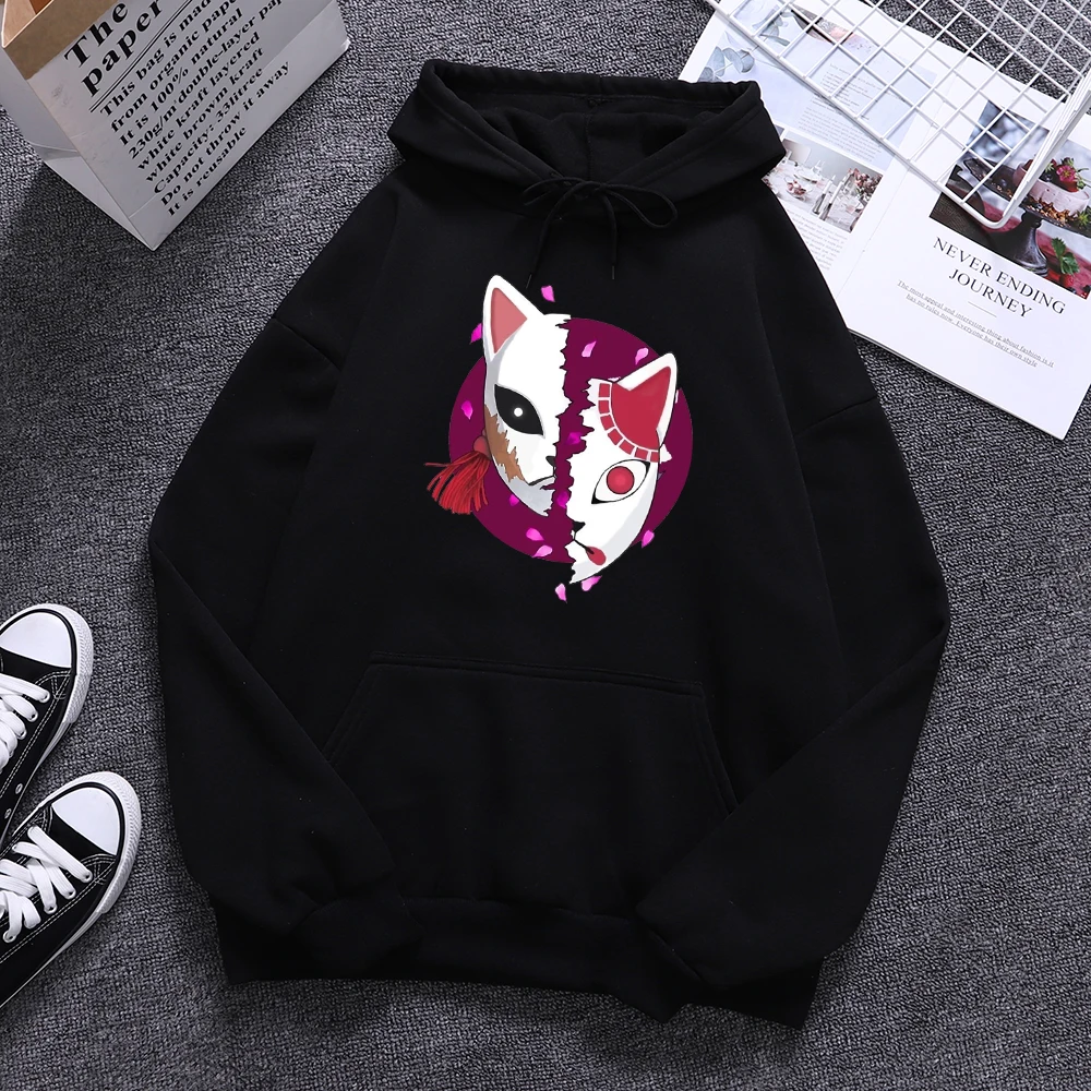

Demon Slayer Mask Print Mens Long Sleeves Hip Hop Oversize Clothing Casual Fleece Streetwear O-Neck Fashion Tops Male Sweatshirt