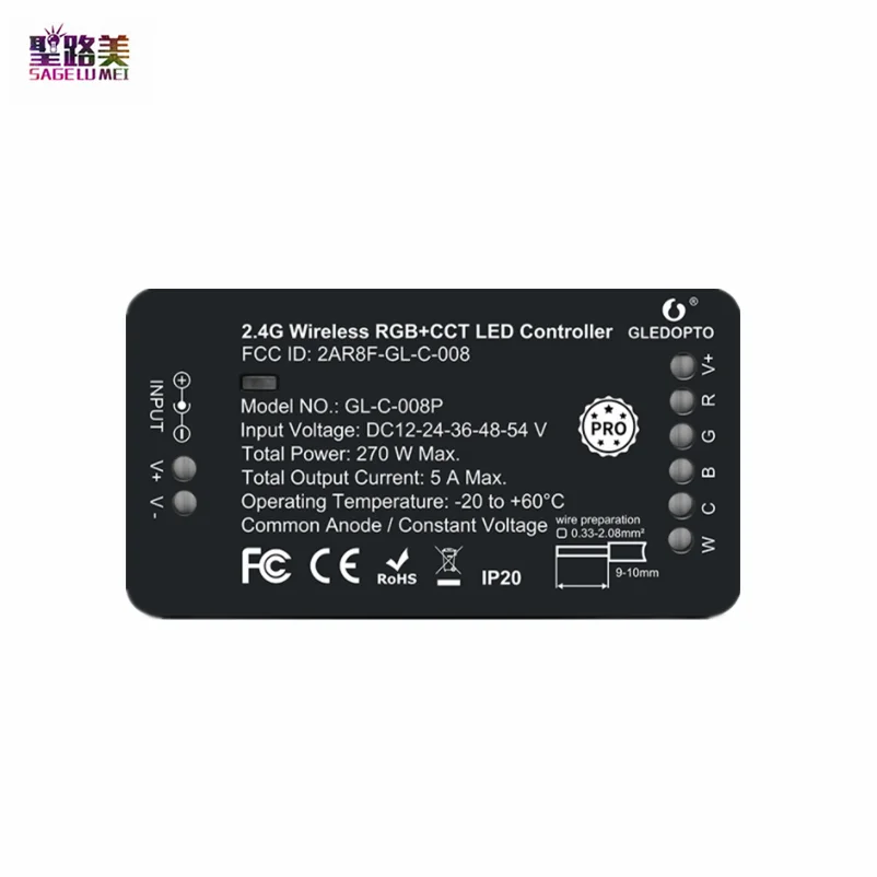 

DC12V-54V 24V 36V 48V RGB+CCT LED Zigbee Controller Smart phone Tuya APP / 2.4G RF Remote /Voice /control For LED Strip Tape