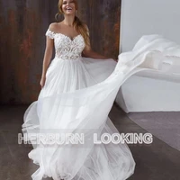 herburnl off the shoulder customized tulle princess sweetheart button wedding dress 2022 satin lace apliques robe de mari%c3%a9e