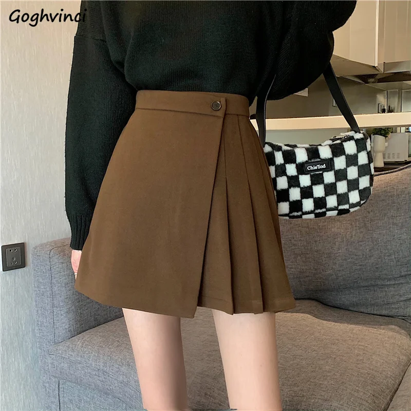 

Skirts Women Irregular Preppy Style Sweet Schoolgirls Vintage A-line Mini Faldas Casual High Street Club Empire Korean Kpop Y2K