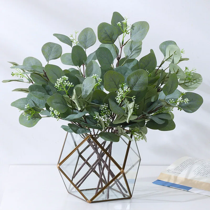 

15pcs Artificial Eucalyptus Leaves Stems Fake Greenery DIY Flowers For Bride Bouquet Vase Floral Arrangement Wedding Home Decor