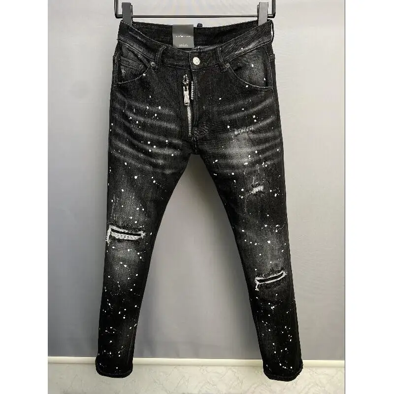 

Fashion Trend Dsquared2 Slim Ripped Jeans Micro Stretch Demin Pants dsq9863