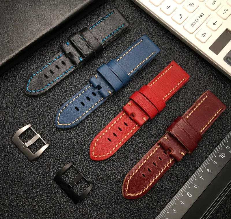 

Ремешок мужской ручной работы из натуральной коровьей кожи, 22/24/26 мм