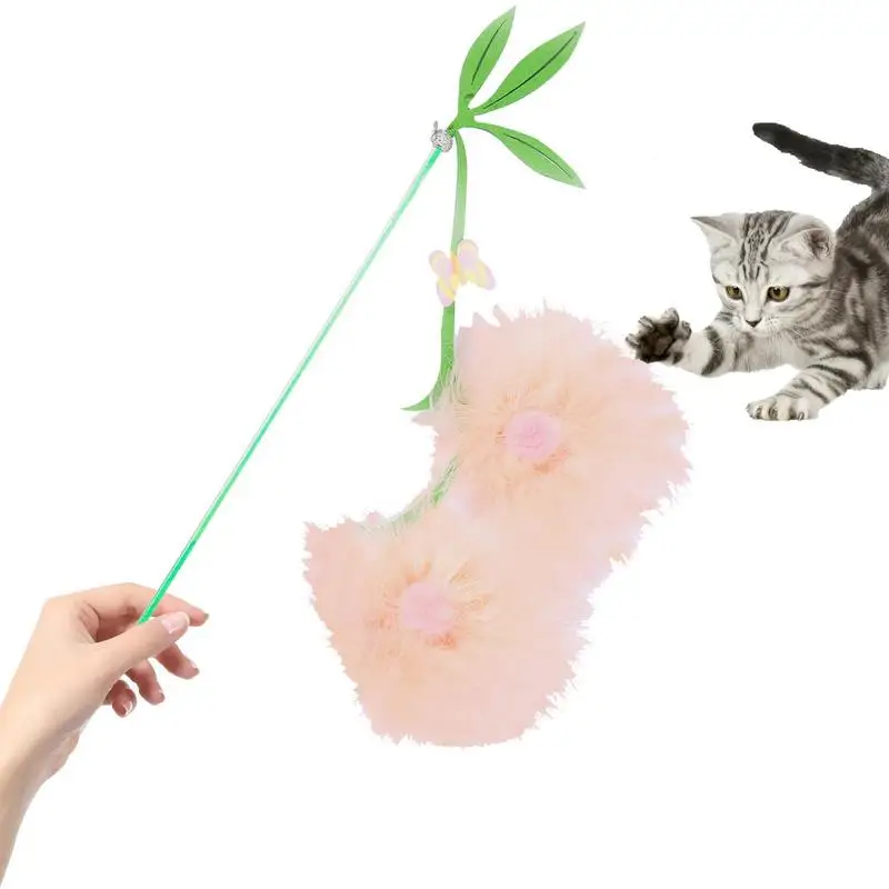 

Cute Cat Teaser Cute Cat Wand Interactive Toy With Bell And Feather Cat Teaser Eco Friendly Soft Pet Toy For Homes Cat Cafe