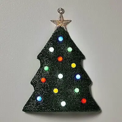 

14.25" Battery Operated LED Tinsel Fabric Christmas Tree Novelty Light