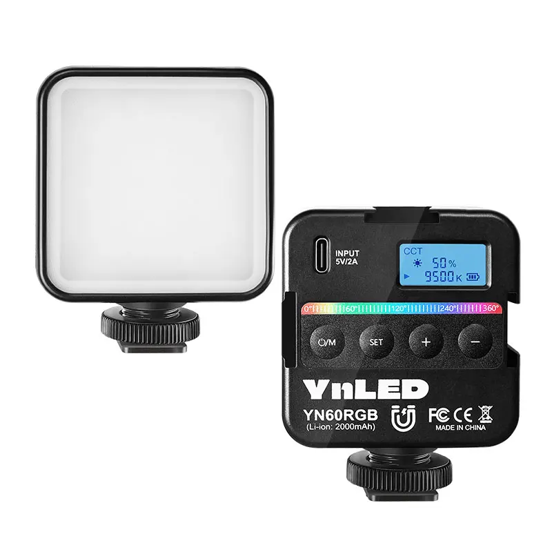 Фото YONGNUO YN60RGB Pocket RGB Video Light 2500K-9500K Adjustable Small Portable LED Video Fill Light With 1/4 Screw Cold Shoe Seat №2