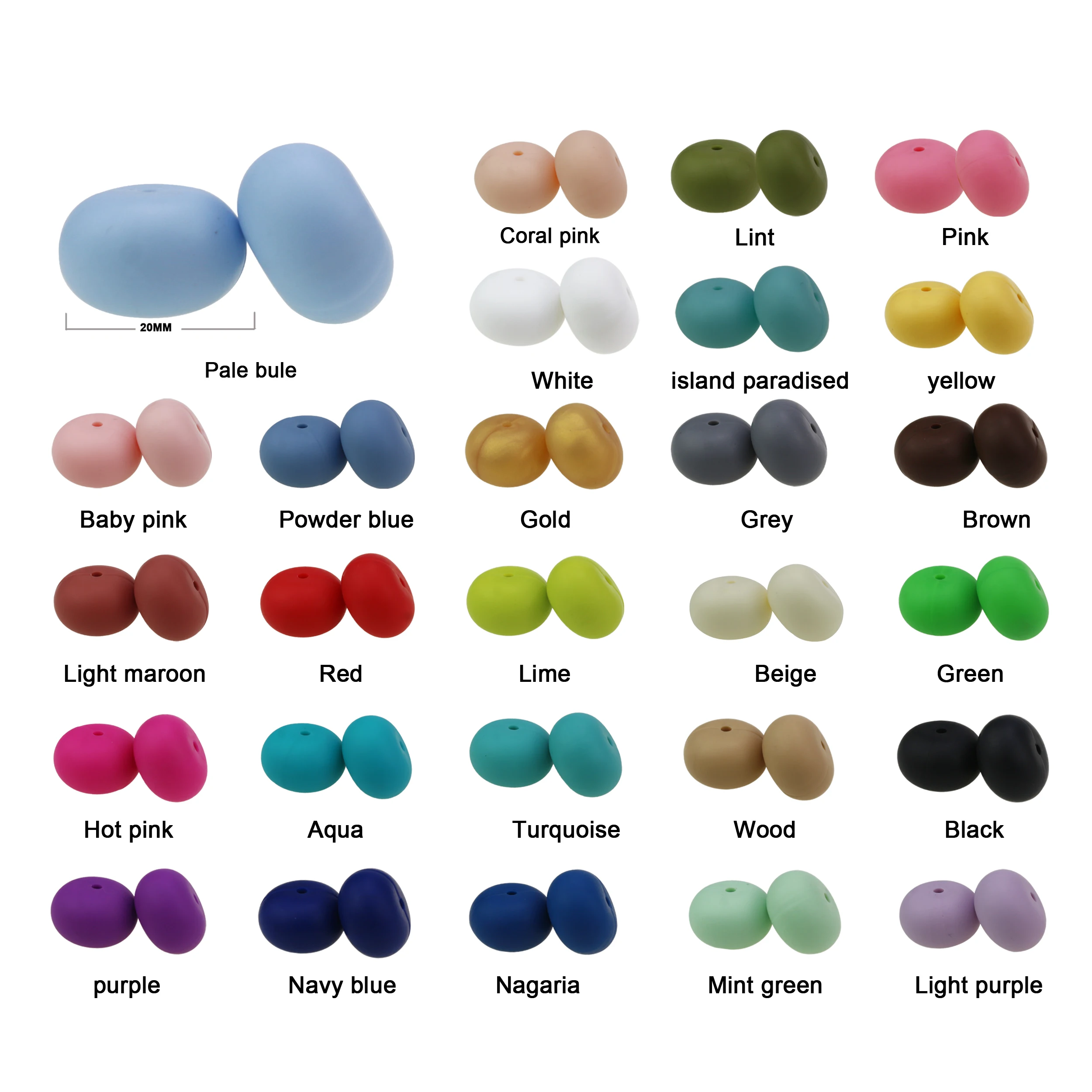 

NEW 50pcs/Lot 20mm Abacus Loose Silicone Teething Beads Elegant Beaded Necklace Silicone Chew Bead For Baby