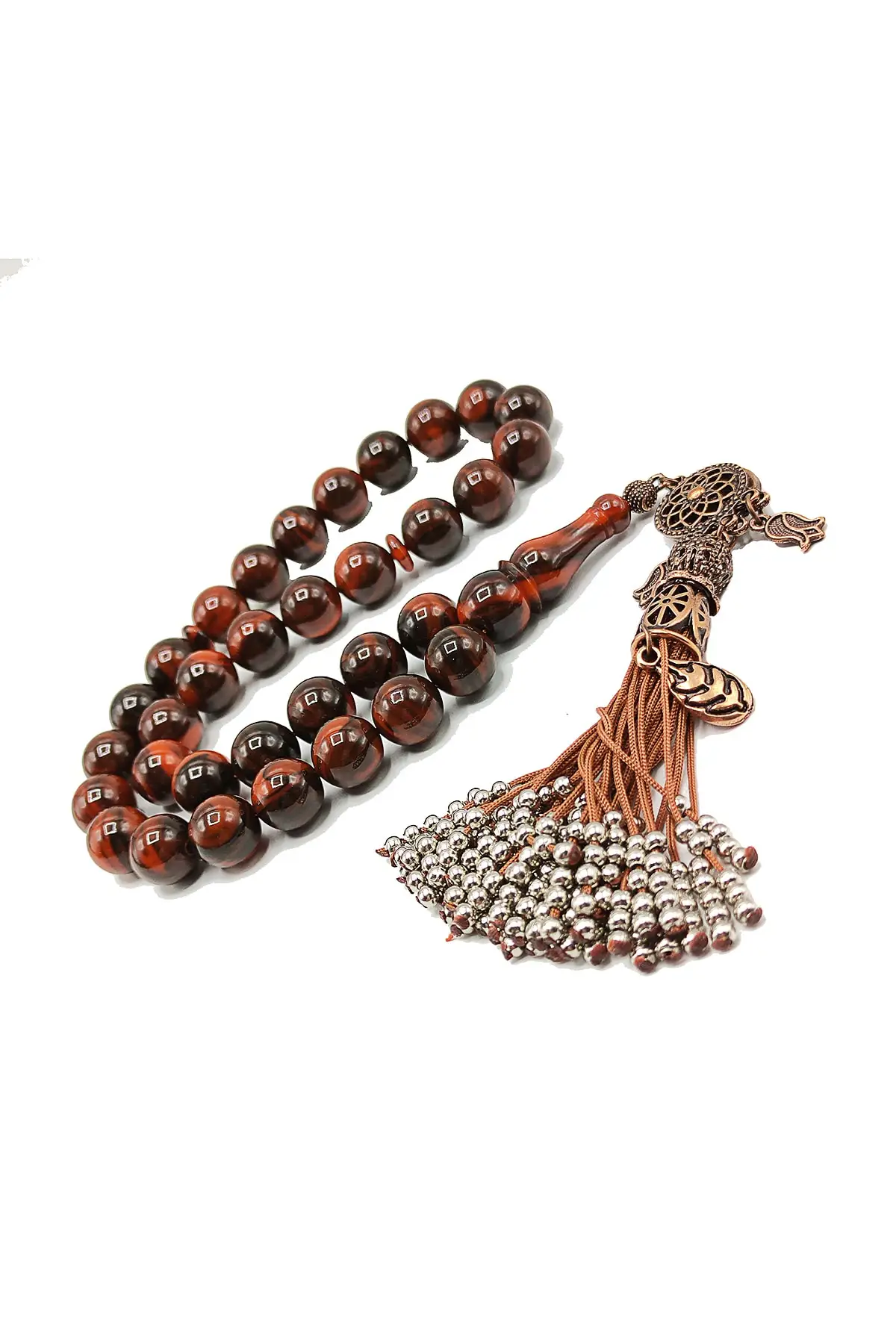 12 Mm Sphere Cut Palace Tassels Chocolate Color Crimping Amber Rosary Fares Baydoun Katalin Tespih