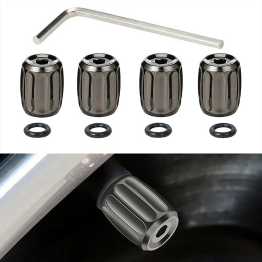 

4pcs Titanium Anti-Theft Tyre Valve Dust Cap Universal Car Bike Motorcycle With Wrench Aluminum Alloy Tyre Valve Accessory