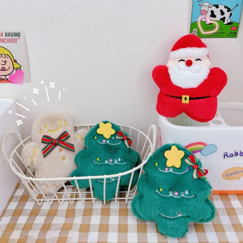 

Kawaii Santa Gingerbread Man Plush Toys Christmas Tree Keychain Cute Stuffed Doll Pendant Keyring For Xmas Gifts
