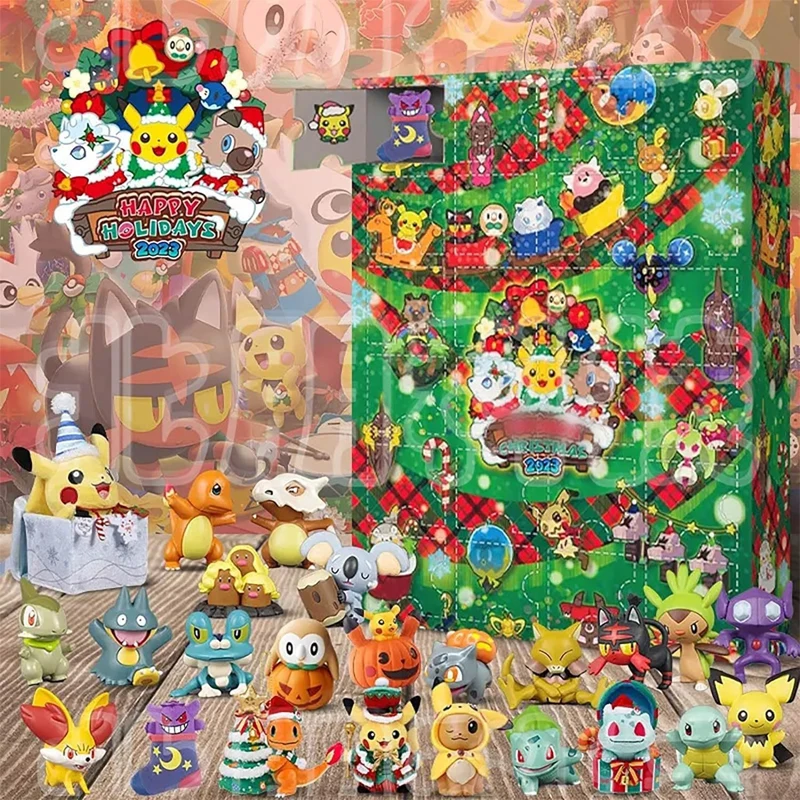 

Pokemon 13 видов стилей Рождество 24 календарь коробка Аниме Пикачу Eevee Charizard Сквиртл милые модели игры игрушки для детей подарок
