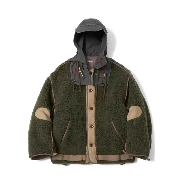 HKSH осень-зима новая мужская флисовая куртка в стиле панк японская съемная шапка с